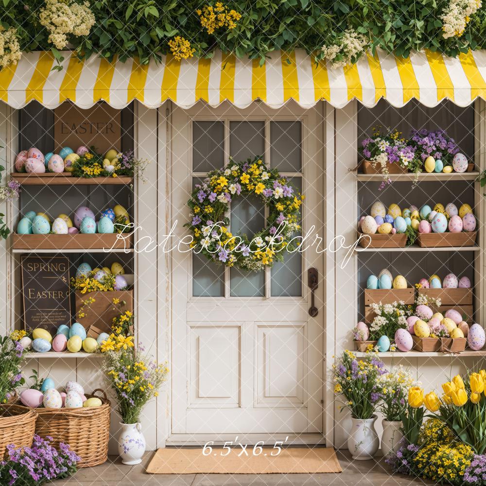 Kate Easter Bunny Floral Yellow Shop Backdrop Designed by Emetselch