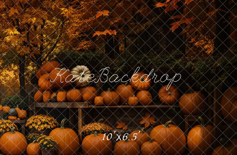 Kate Fall Pumpkin Shelf Maple Tree Backdrop Designed by Emetselch