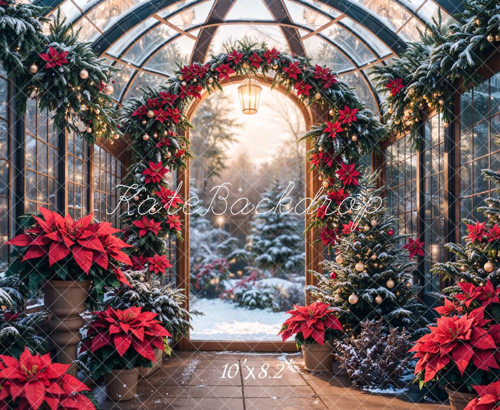 Fondo de Plantas de Invernadero de Vidrio Verde de Navidad Diseñado por Emetselch