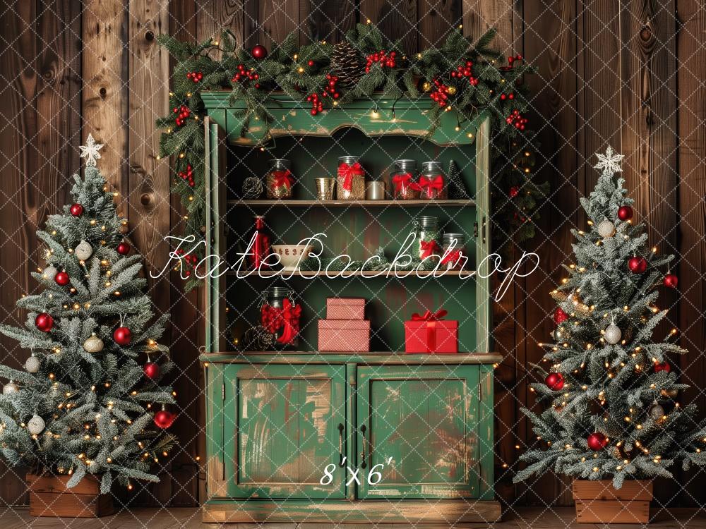 Kate Christmas Trees Green Cabinet Backdrop Designed by Patty Roberts