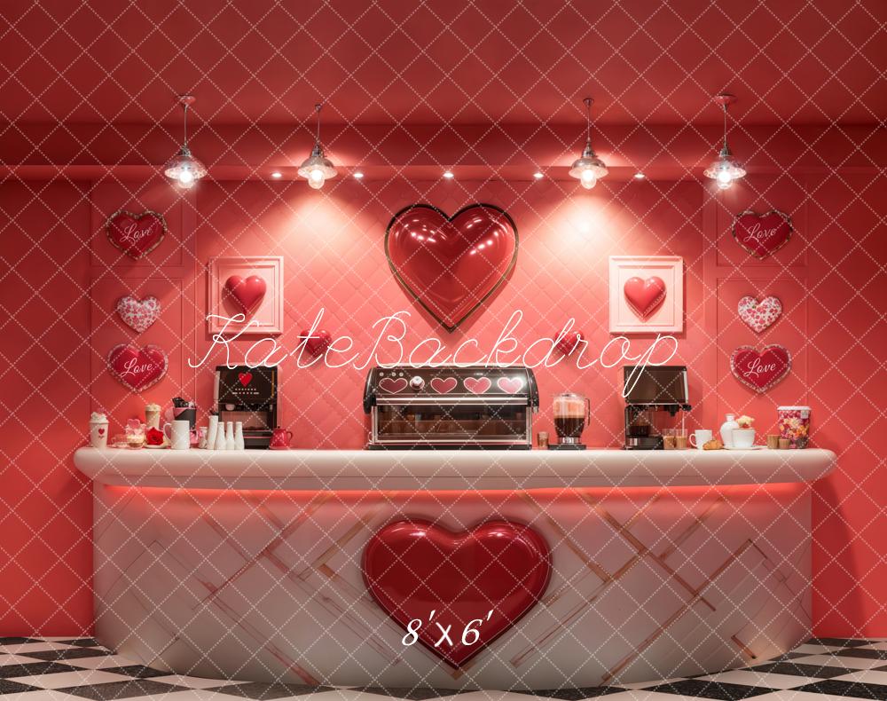 Kate Valentine Coffee Bar Red Heart Backdrop Designed by Emetselch