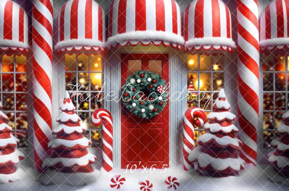 Kate Christmas Candy Cane Peppermint Shop Backdrop Designed by Mini MakeBelieve