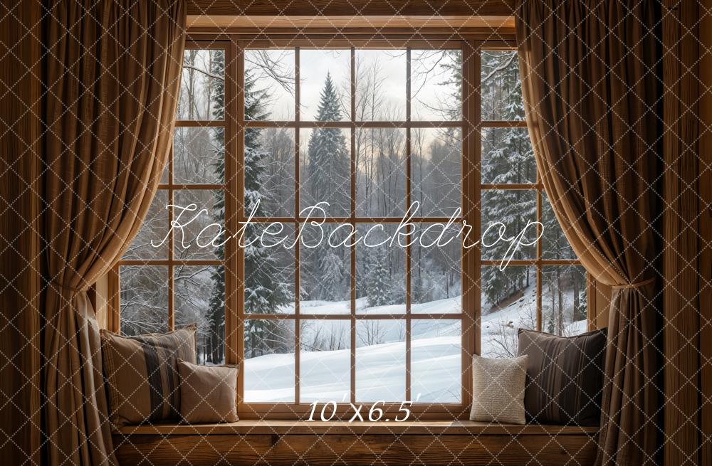 Kate Winter Window Snow Scene Backdrop Designed by Emetselch