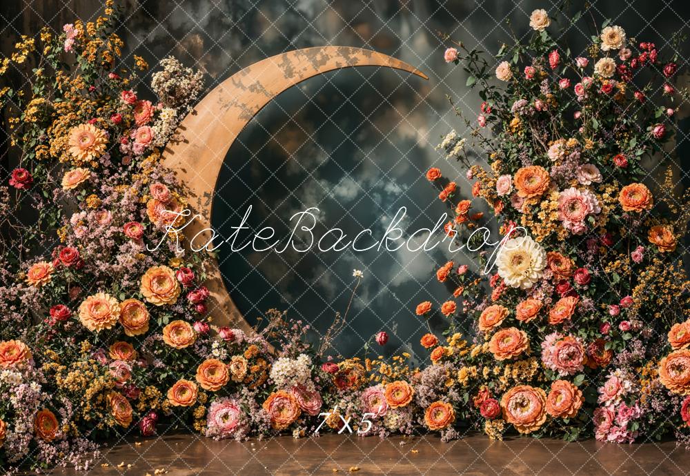 Kate Mother's Day Floral Crescent Moon Backdrop Designed by Emetselch