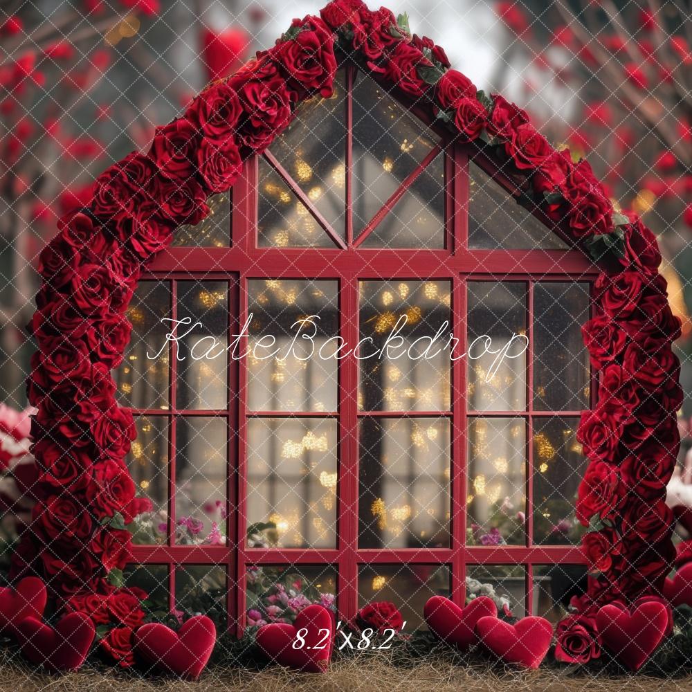 Valentine Rose Greenhouse Hearts Foto Achtergrond Designed by Mini MakeBelieve