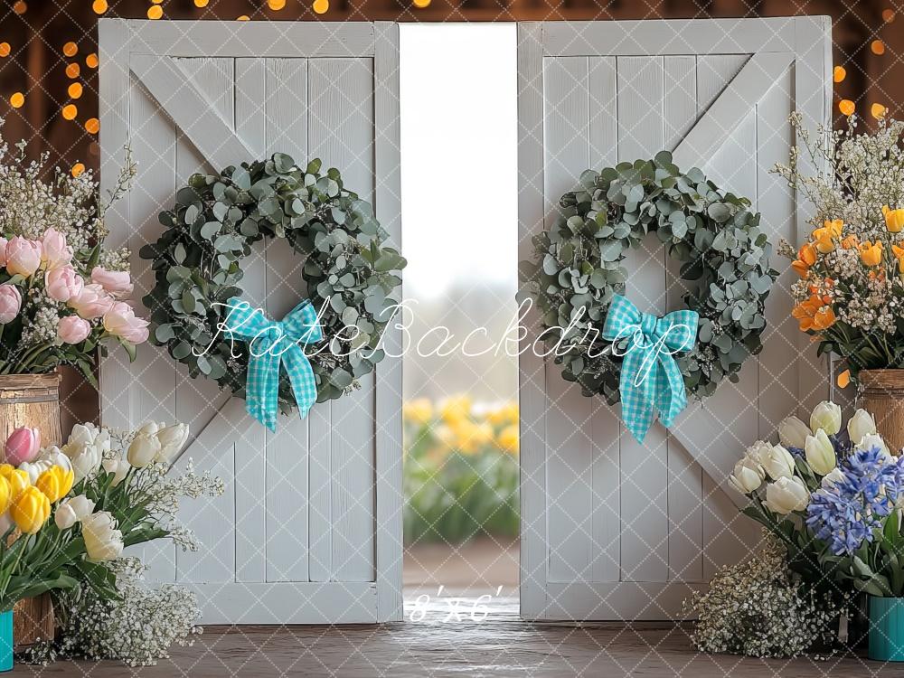 Kate Spring Floral Wreath Door Backdrop Designed by Mini MakeBelieve