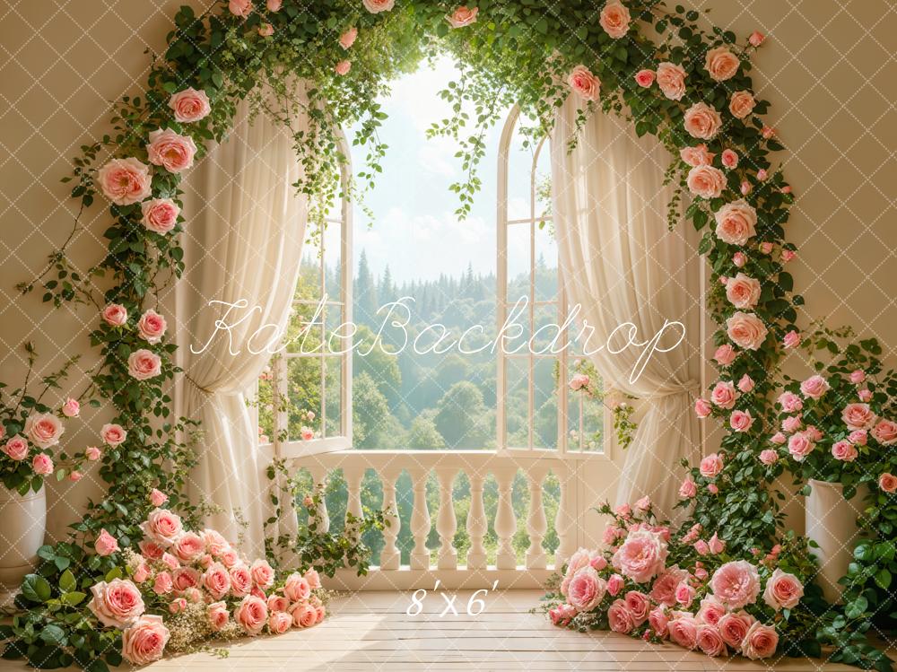 Kate Wedding Rose Floral Arch Window Backdrop Designed by Emetselch