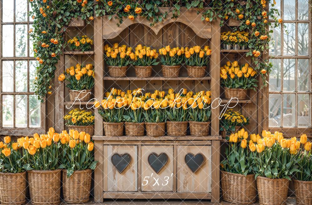 Kate Spring Rustic Tulip Flower Shelf Backdrop Designed by Emetselch