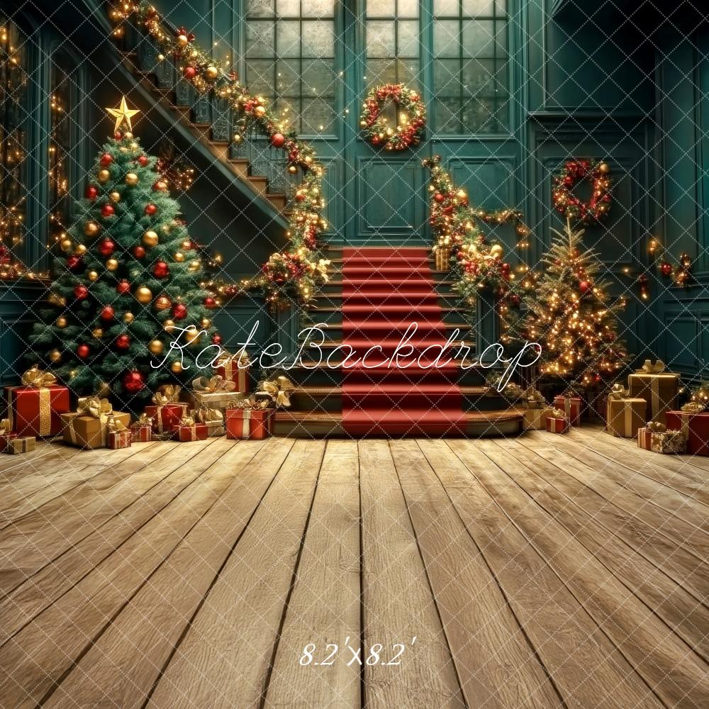 Kate Christmas Tree Cascading Stairs Retro Backdrop Designed by Lidia Redekopp