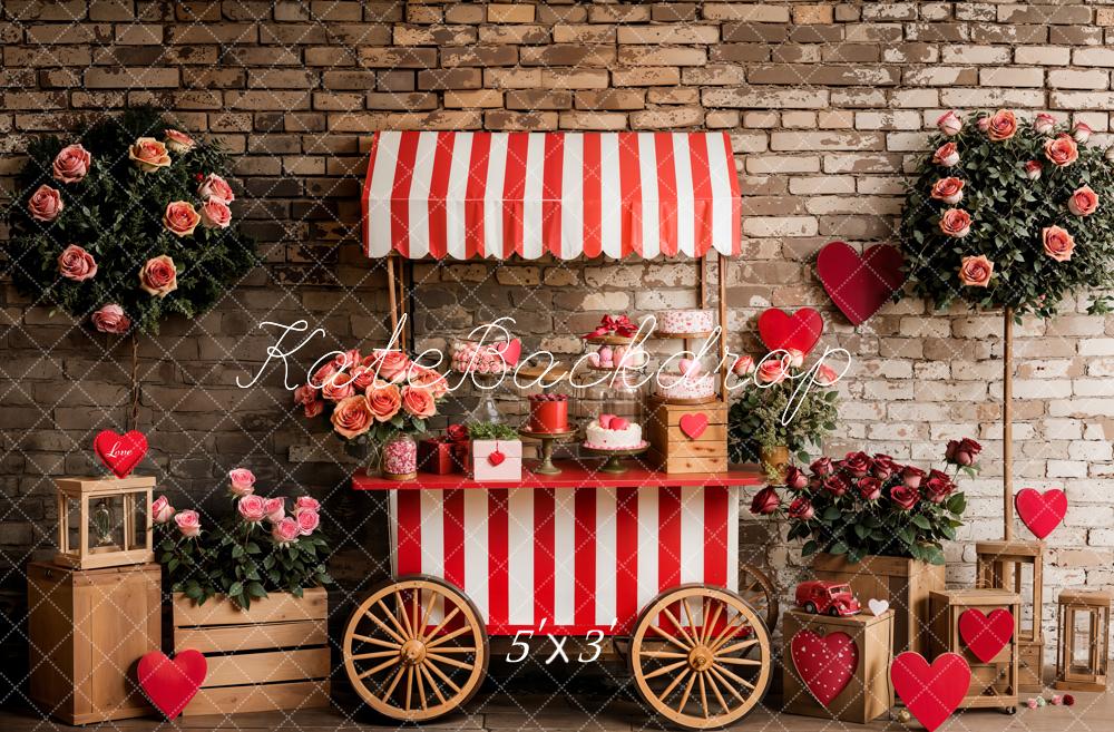 Fondo de Carrito de Flores para el Día de San Valentín Diseñado por Emetselch