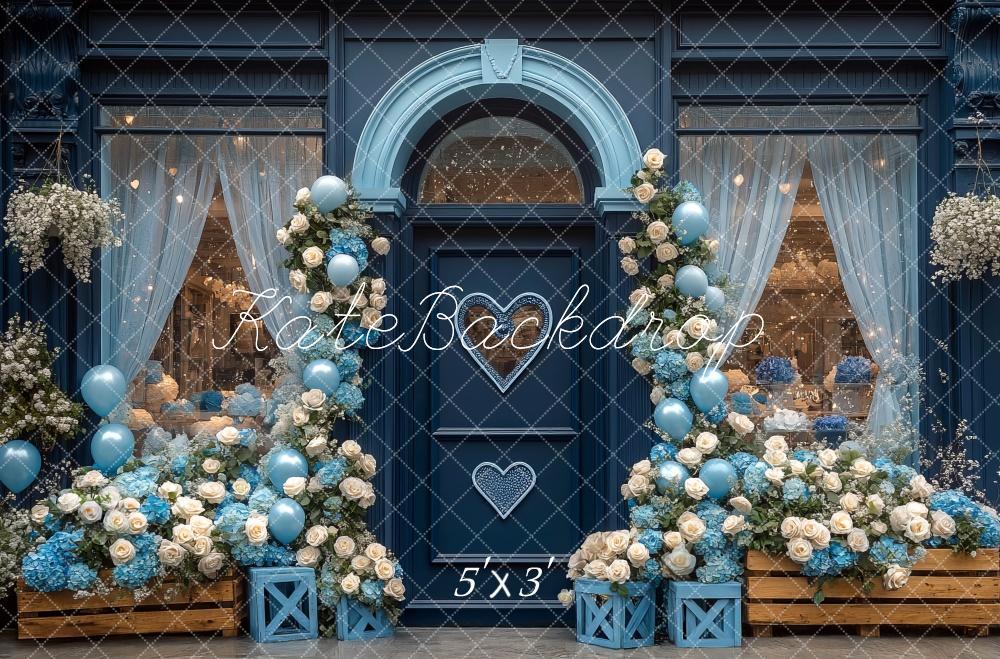 TEST Kate Valentine Blue Floral Shop Arch Backdrop Designed by Mini MakeBelieve