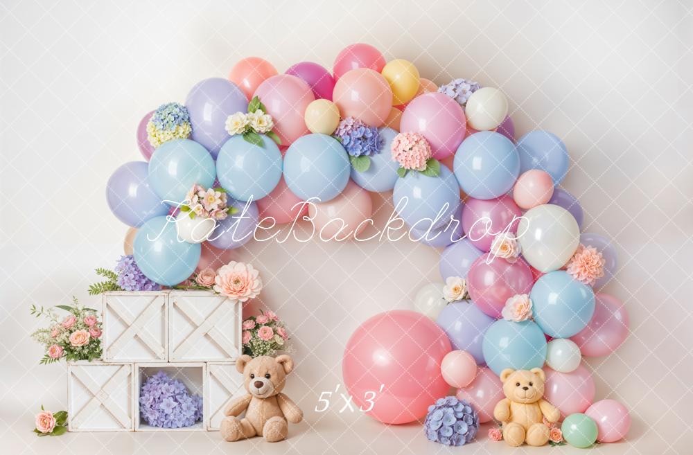 TEST Kate Cake Smash Pastel Balloon Flower Arch Backdrop Designed by Emetselch