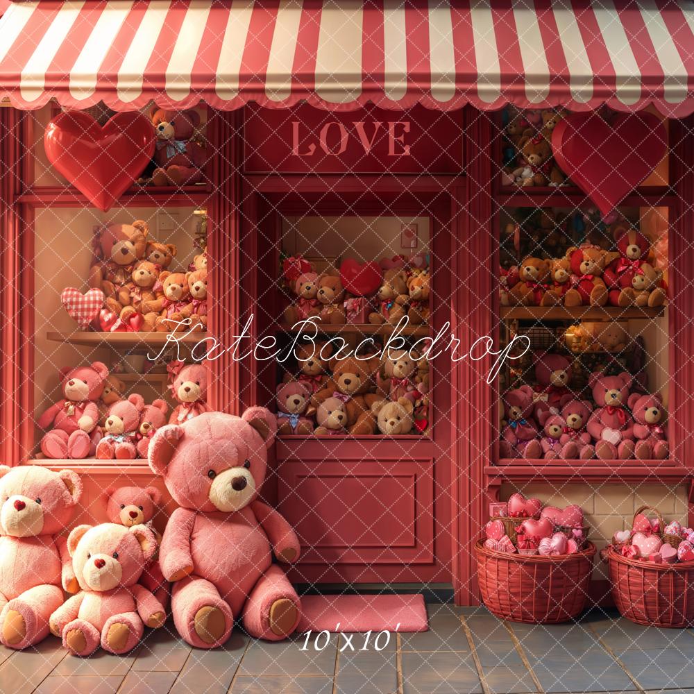 TEST Kate Valentine Teddy Bear Storefront Pink Backdrop Designed by Emetselch