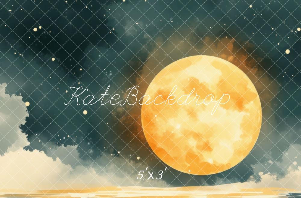 Kate Sketch Full Moon Night Sky Beach Backdrop Designed by Mini MakeBelieve