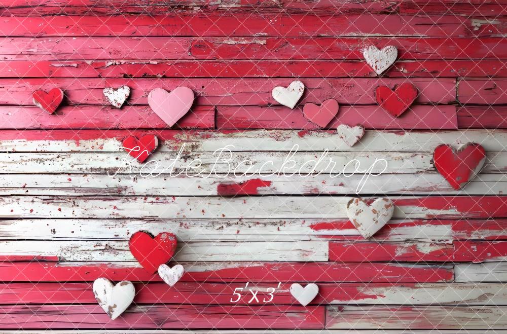 Kate Valentine Red Heart Wood Floor Backdrop Designed by Mini MakeBelieve