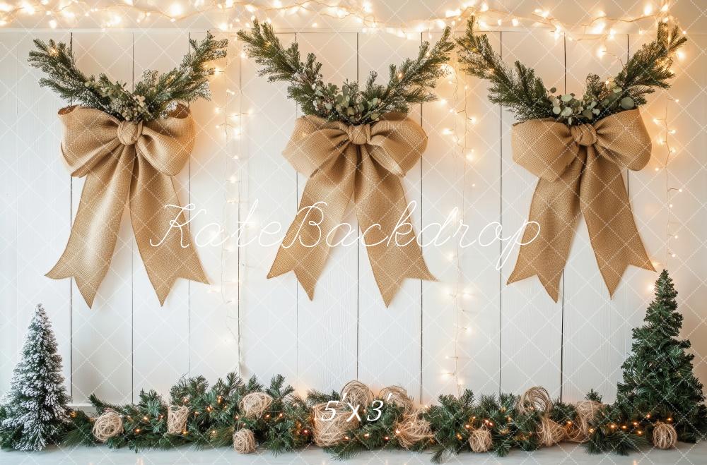 Kate Christmas Golden Burlap Bows Backdrop Designed by Patty Roberts