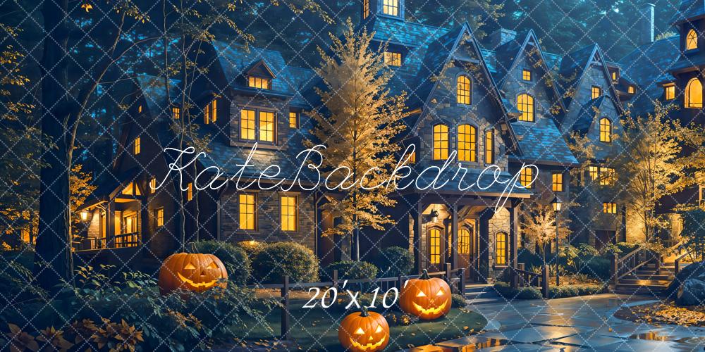 Halloween Pompoen Cottage Bos Foto Achtergrond Designed by Emetselch