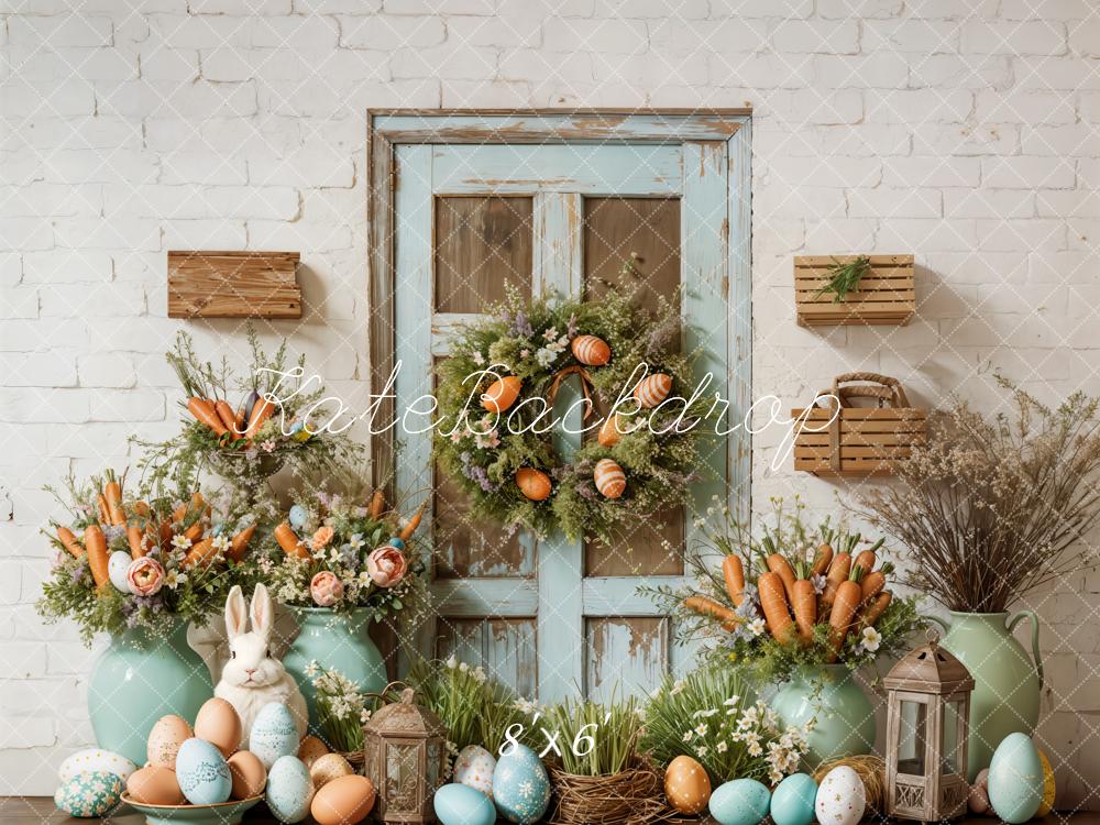 Fondo Rústico de Granero con Conejito de Pascua Floral Diseñado por Emetselch