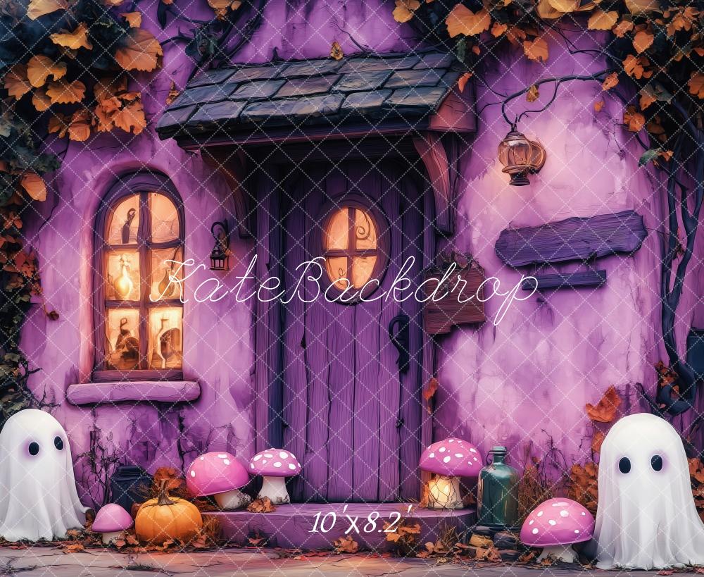 Fondo de Casa Embrujada Morada de Halloween Diseñado por Patty Roberts