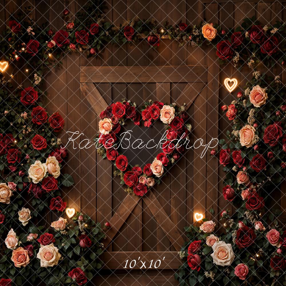 Fondo de Madera de Corazón de Rosa Romántico para el Día de San Valentín diseñado por Emetselch