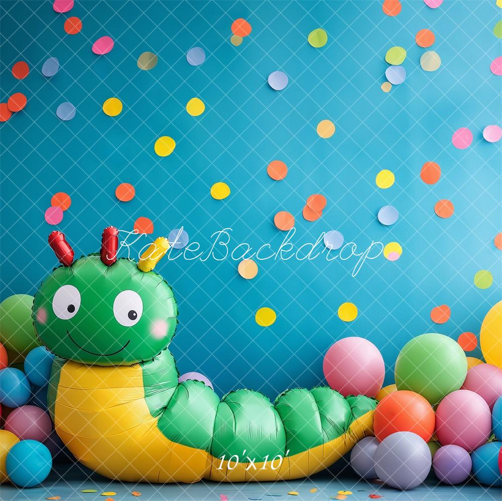 Kate Cake Smash Colorful Caterpillar Balloons Backdrop Designed by Patty Roberts