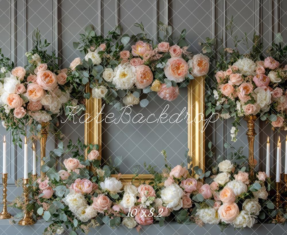 Kate Spring Rose Square Frame Wedding Backdrop Designed by Mini MakeBelieve