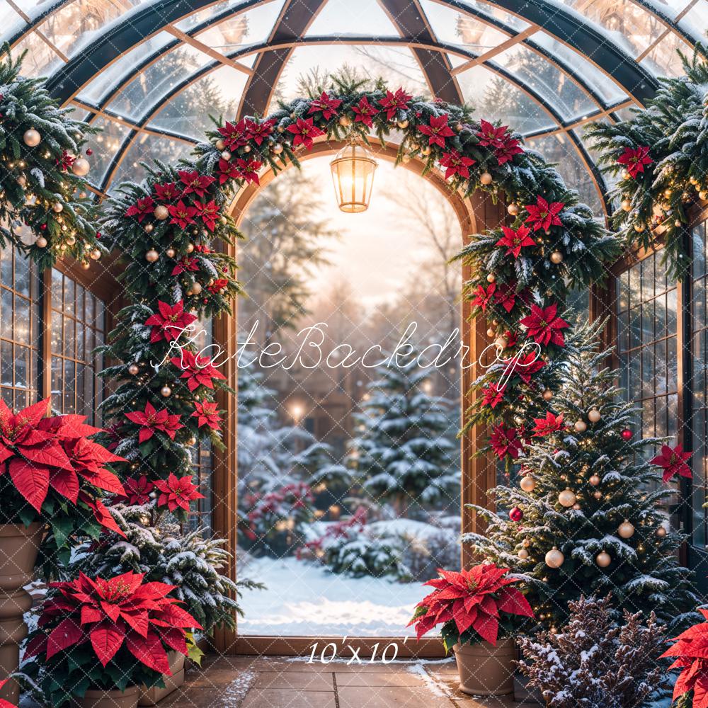 Fondo de Plantas de Invernadero de Vidrio Verde de Navidad Diseñado por Emetselch