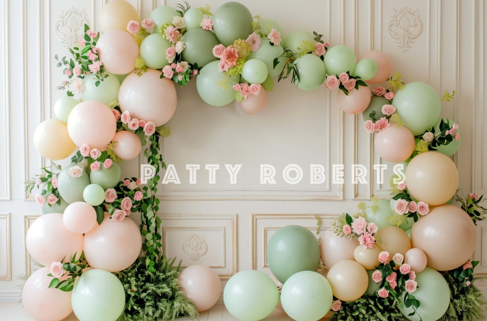 Compleanno Rosa Pink Arch Verde Murale Retro Bianco Designed by Patty Robert