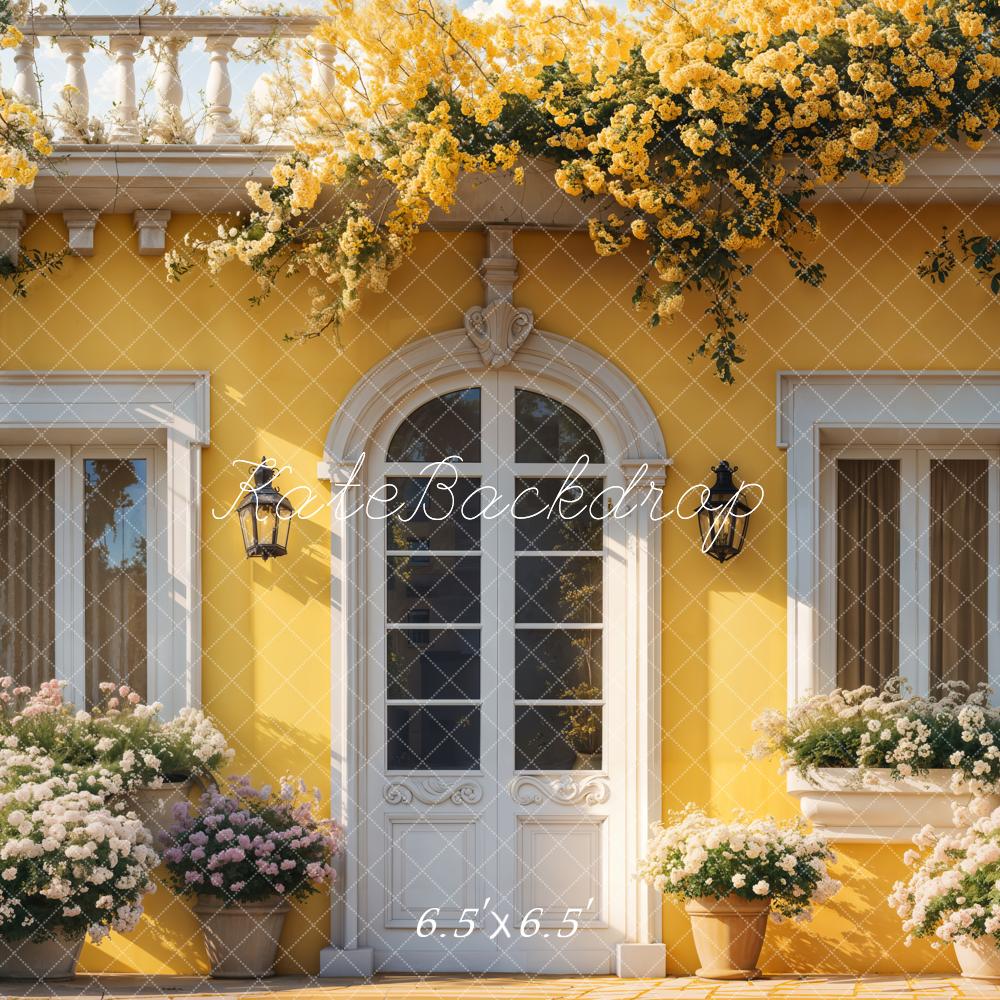 Kate Spring Yellow Floral House Door Backdrop Designed by Emetselch