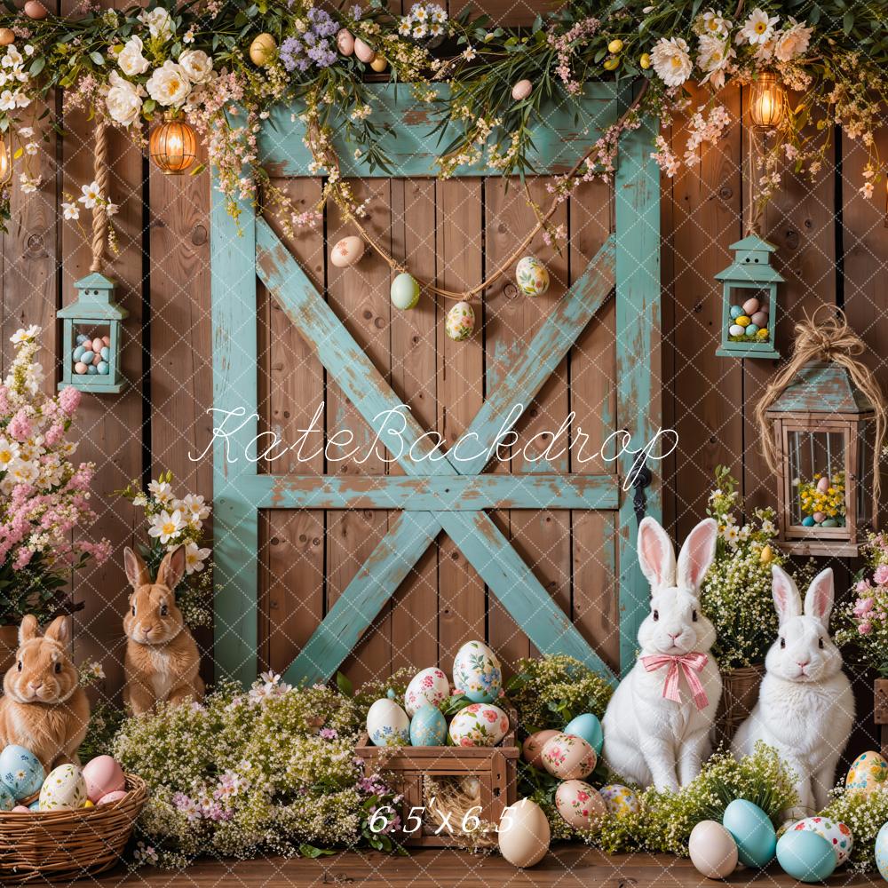 Fondo Floral de Puerta de Granja de Conejo de Pascua diseñado por Emetselch