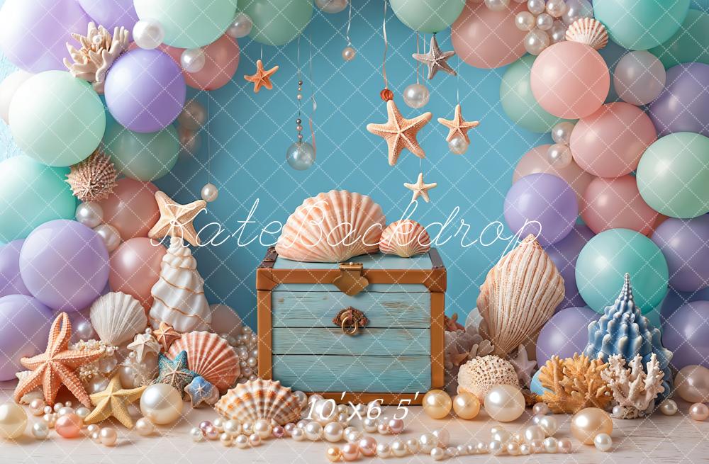 TEST Kate Cake Smash Sea Colorful Balloons Backdrop Designed by Emetselch