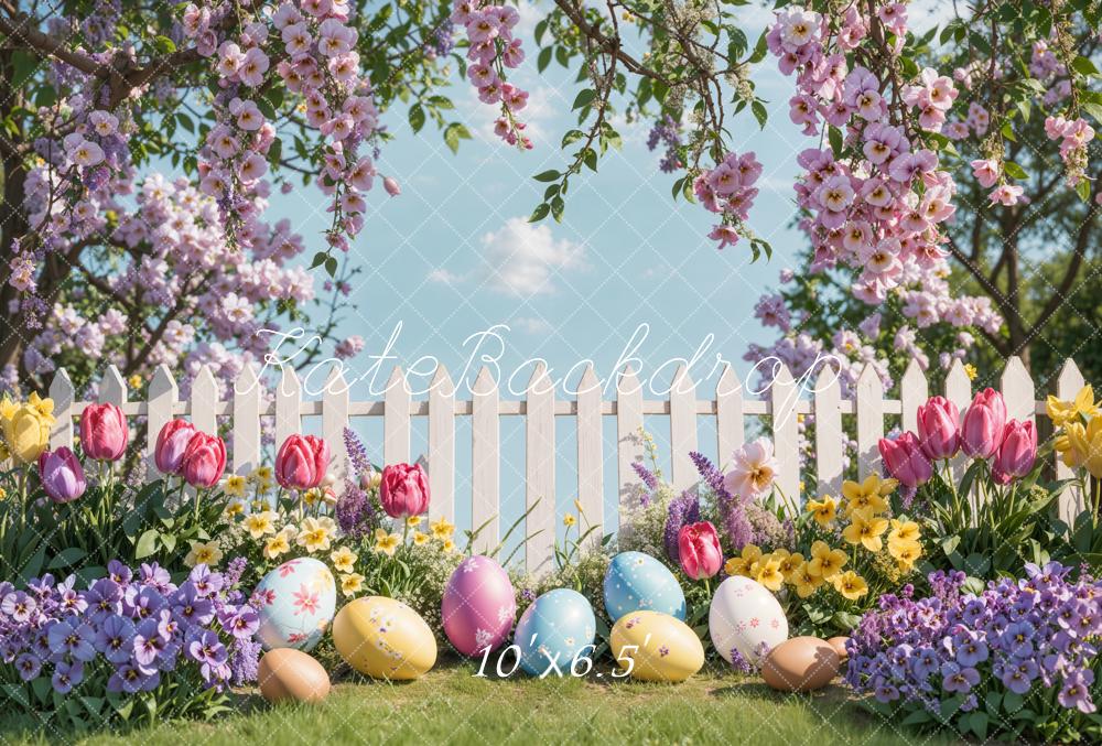 Kate Easter Egg Floral Garden Fence Backdrop Designed by Emetselch