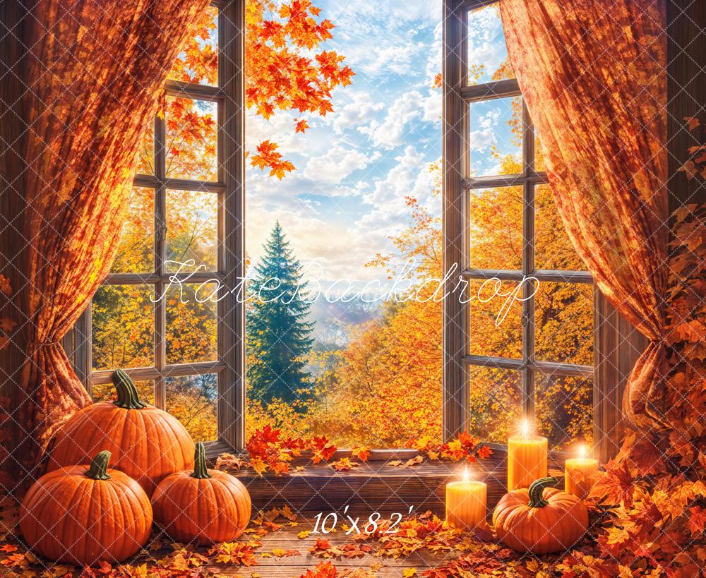 Kate Fall Pumpkins Window Backdrop Designed by Emetselch