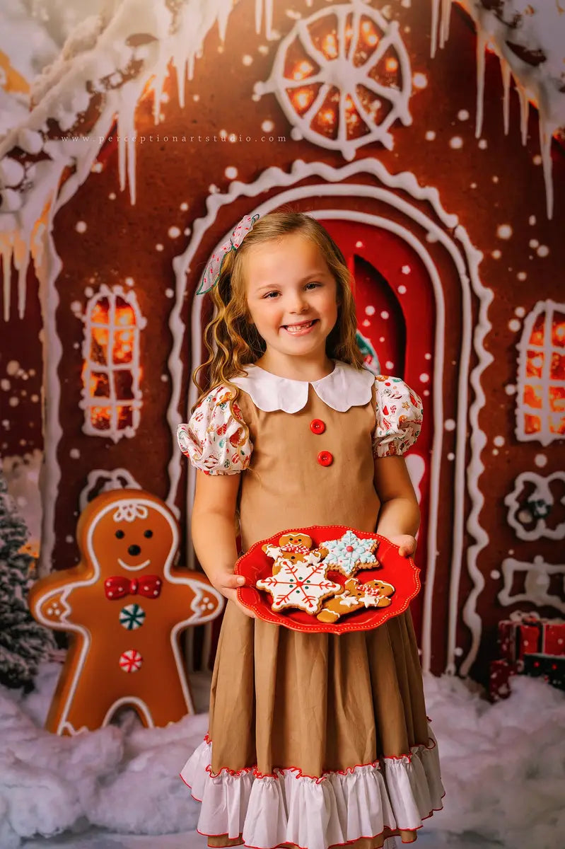 Kate Christmas Gingerbread Houses Snowy Backdrop Designed by Emetselch