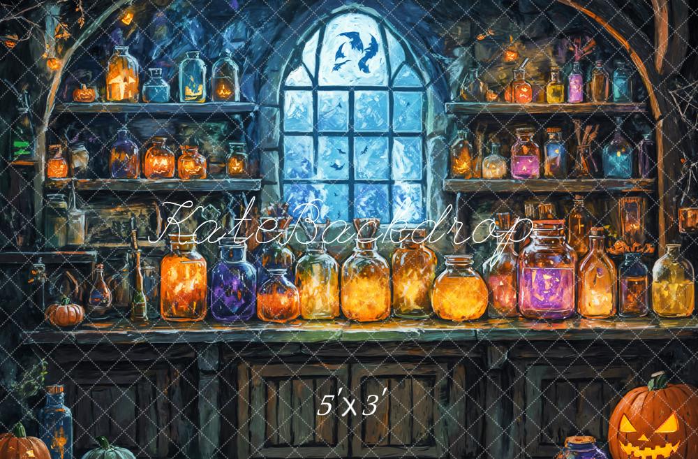 Kate Halloween Magic Laboratory Colorful Vial Window Backdrop Designed by GQ