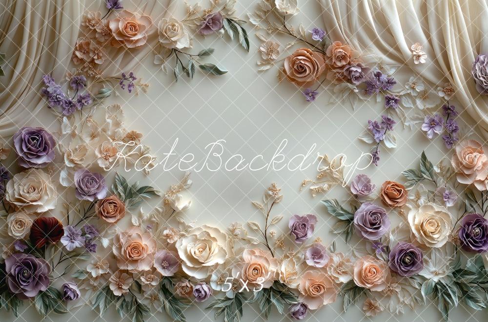 Kate Spring Floral Pastel Curtain Wall Backdrop Designed by Mini MakeBelieve