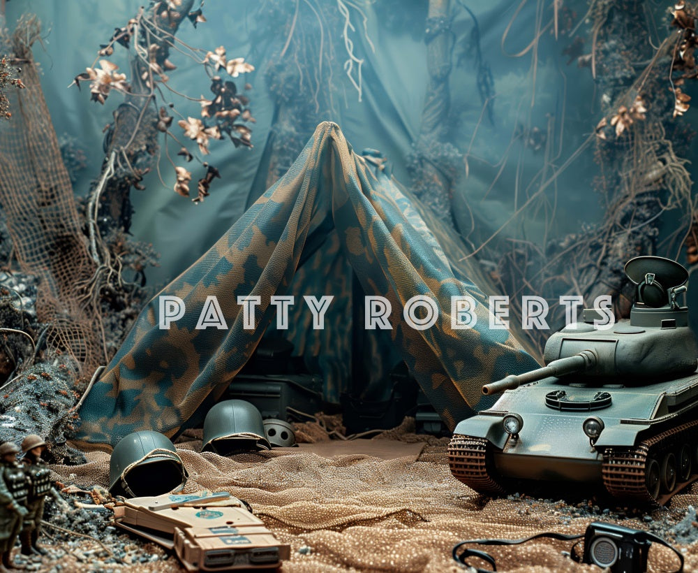 Kate Wild Forest Tent Tank Military Base Backdrop Designed by Patty Robert