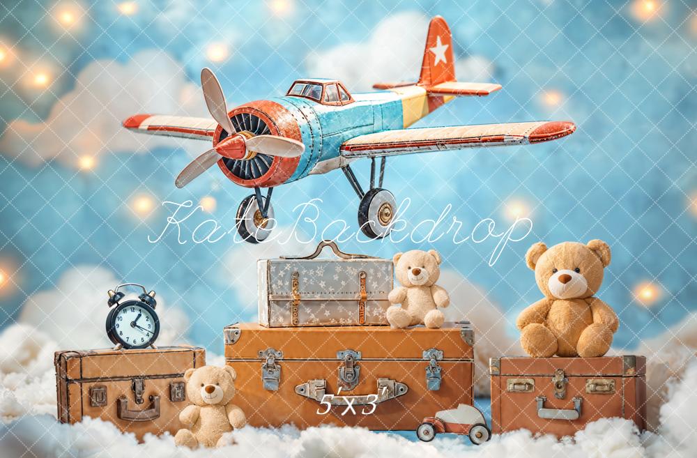 Vintage Vliegtuig Teddybeer Foto Achtergrond Designed by Emetselch