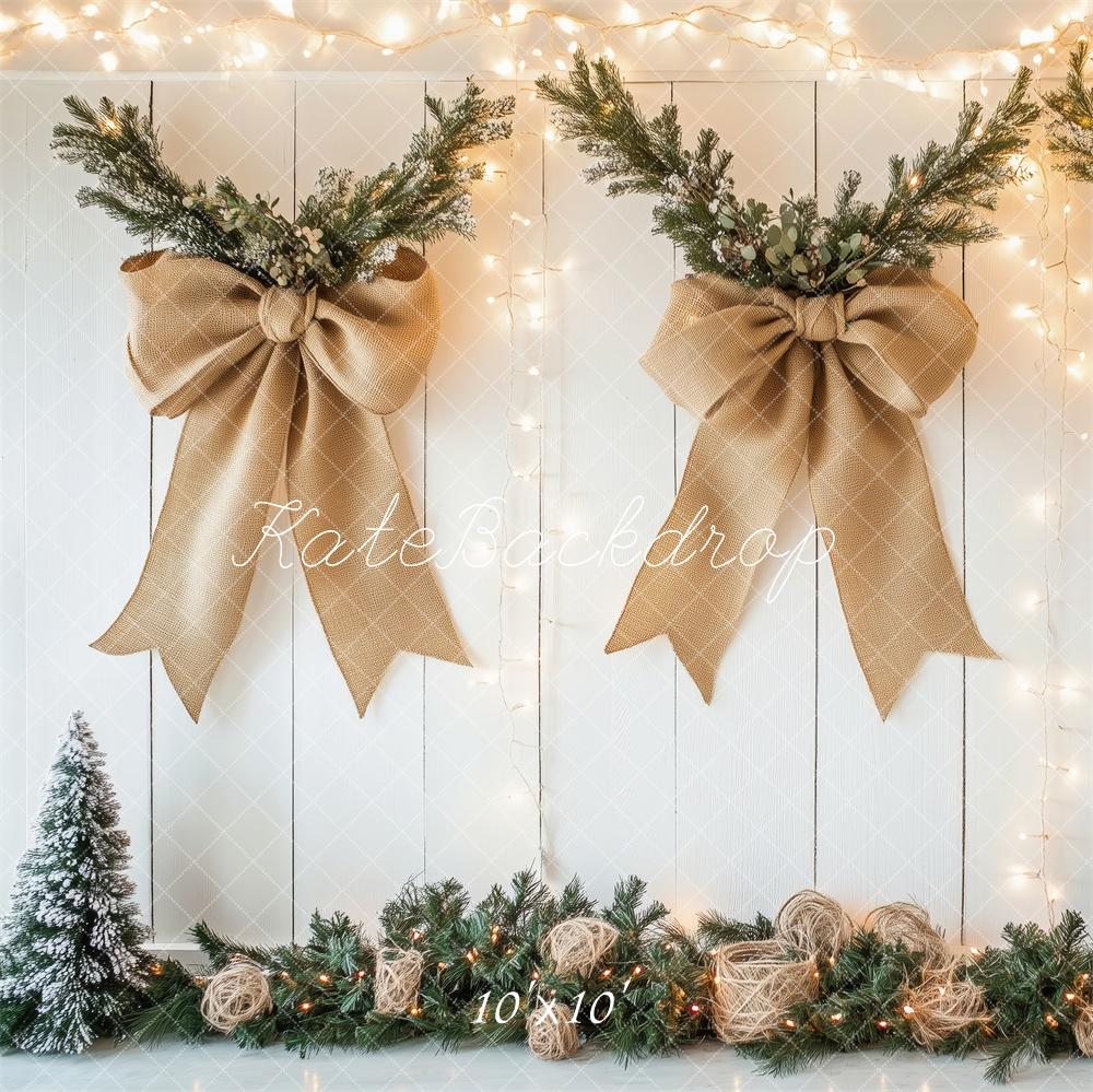 Kate Christmas Golden Burlap Bows Backdrop Designed by Patty Roberts