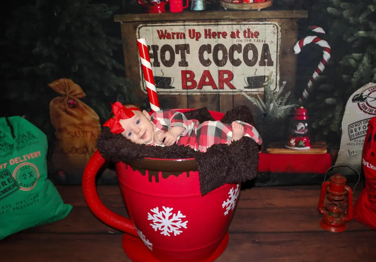 Kate Christmas Backdrop Hot Cocoa for Photography