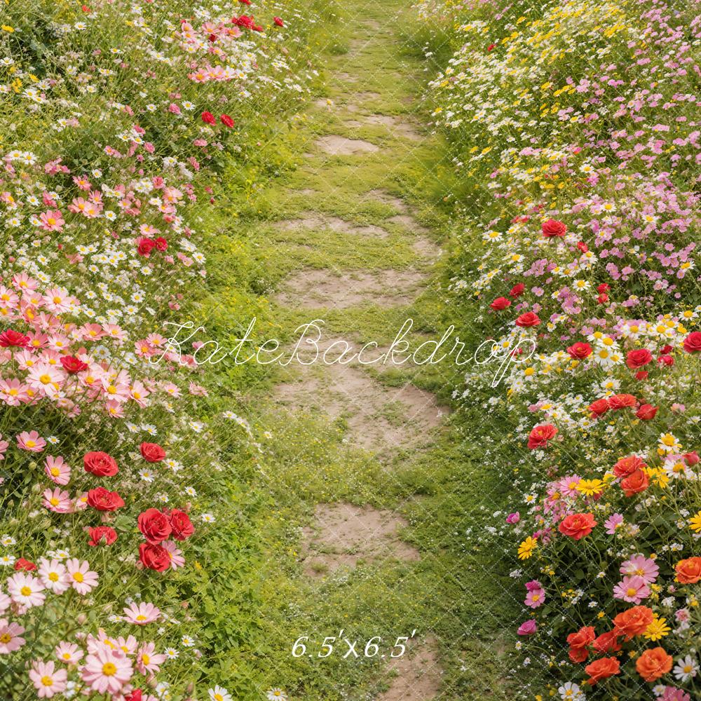 Kate Spring Floral Pathway Grass Floor Backdrop Designed by Emetselch