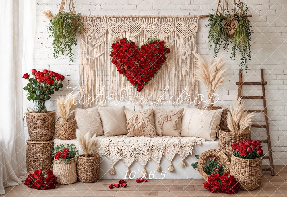 TEST Kate Valentine Boho Heart Roses Sofa Backdrop Designed by Emetselch