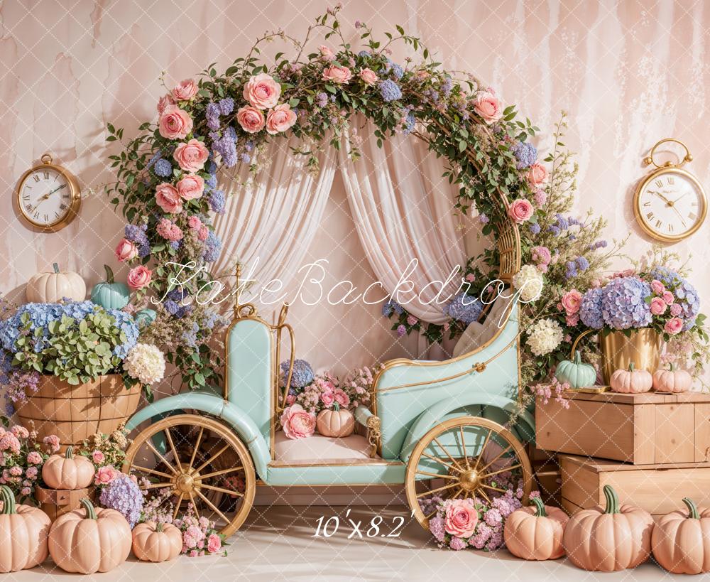 Kate Spring Floral Arch Carriage Backdrop Designed by Emetselch