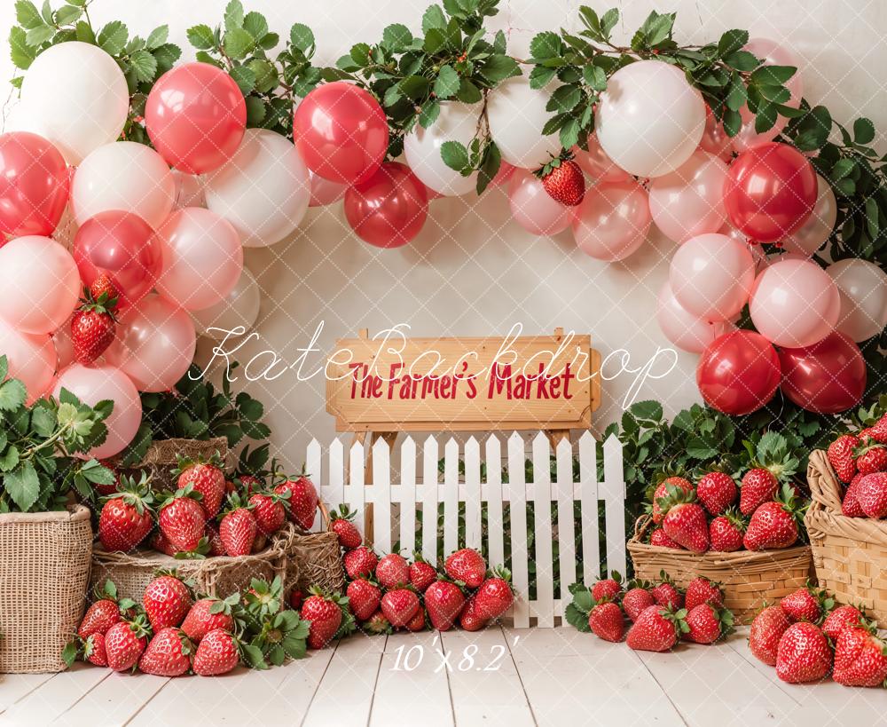 Kate Birthday Farm Market Strawberry Balloon Backdrop Designed by Emetselch