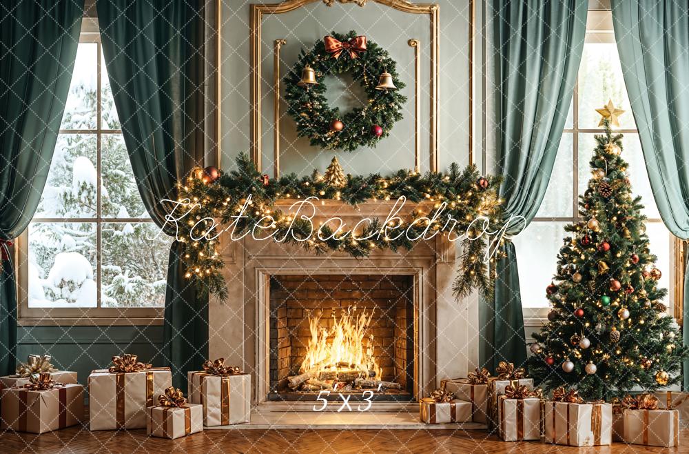 Kate Christmas Tree Fireplace Gifts Backdrop Designed by Emetselch