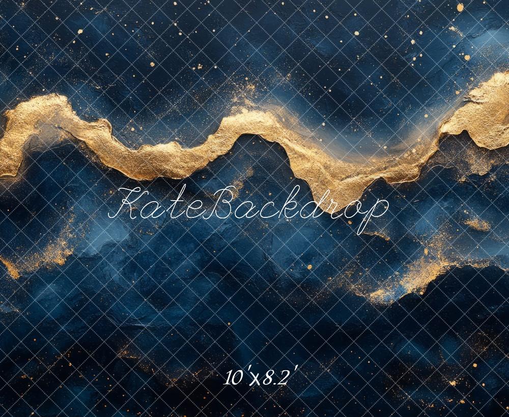 Kate Abstract Gold and Blue Wall Backdrop Designed by Mini MakeBelieve