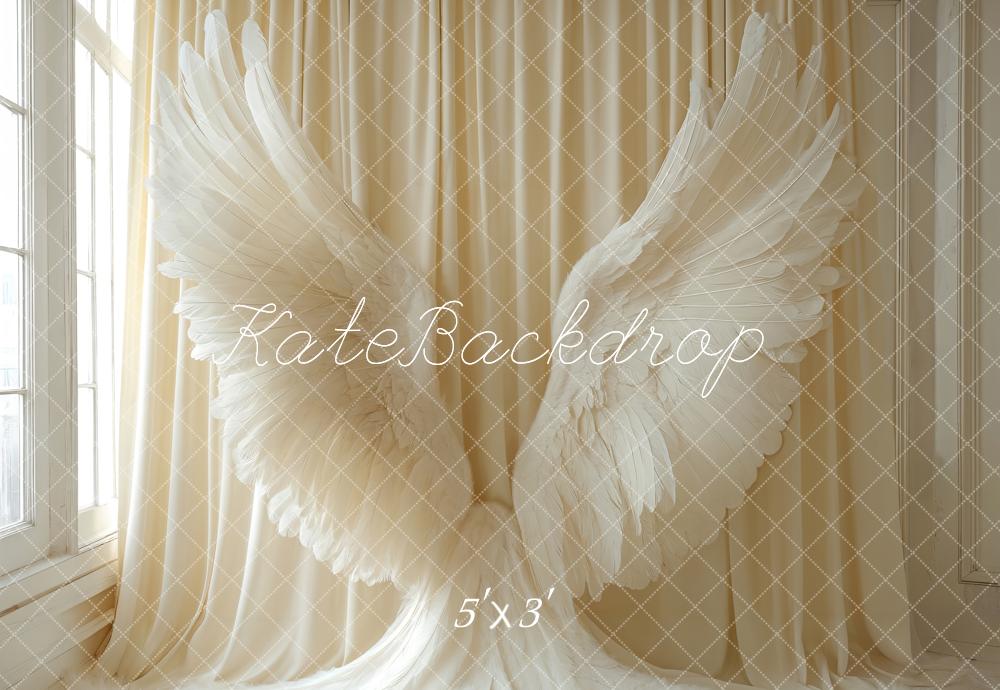 Kate Angel Wings Curtain Cream White Backdrop Designed by Emetselch