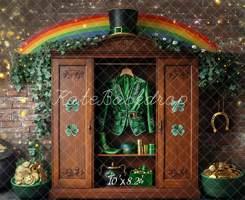 Kate Shamrock Leprechaun Rainbow Closet Backdrop Designed by Mini MakeBelieve