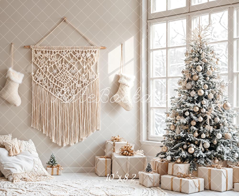 Christmas Tree Boho Woonkamer Foto Achtergrond Designed by Emetselch