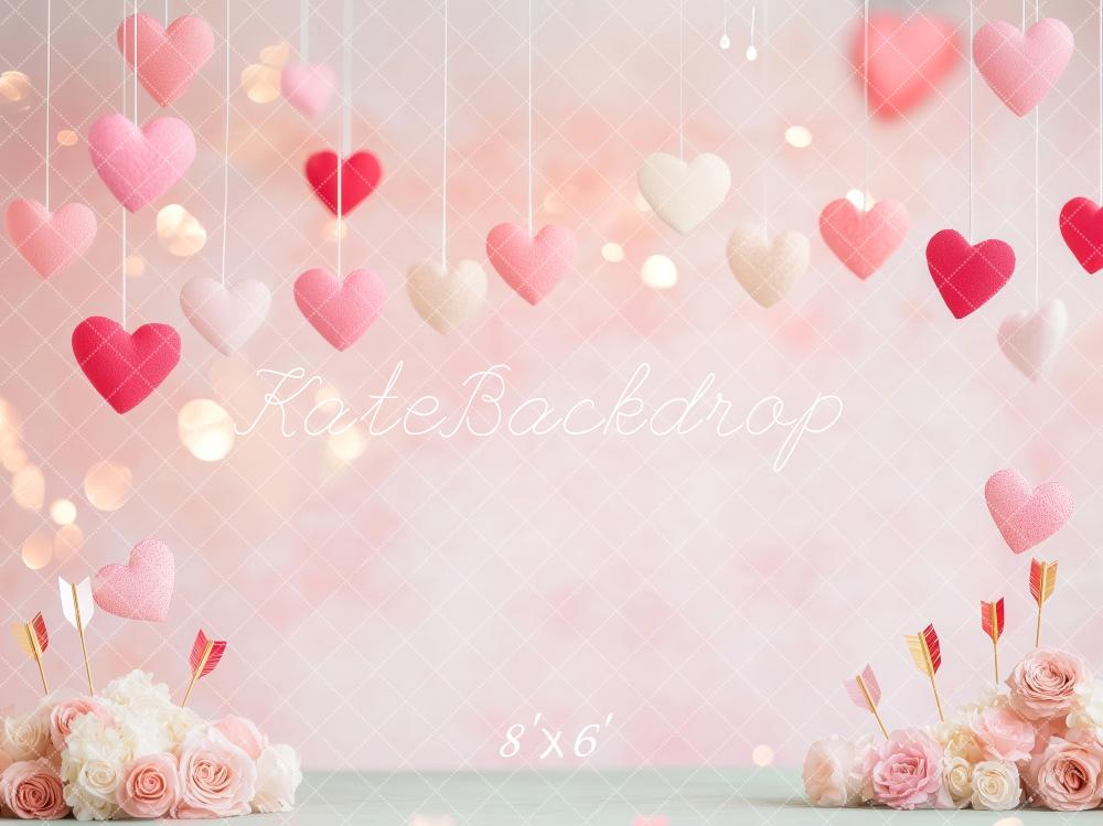 Kate Valentine's Hearts Floral Pink Backdrop Designed by Patty Roberts